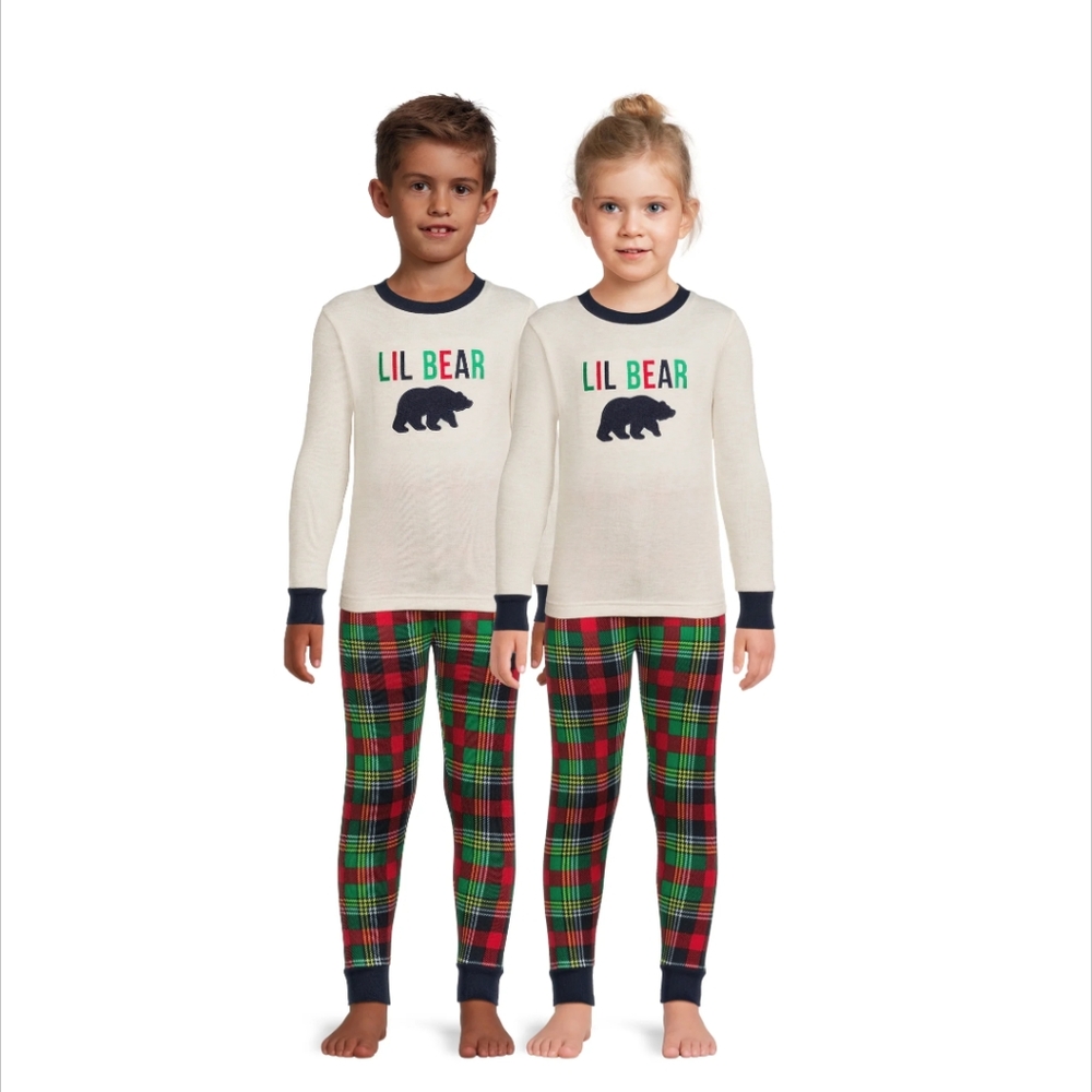 NWT Dearfoams Lil Bear Unisex Holiday Pajamas Kids Size 6